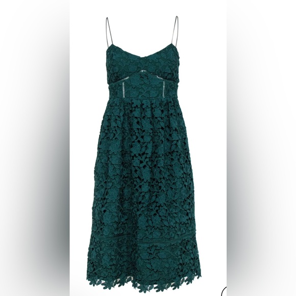 Club Monaco Dresses & Skirts - Like-New Club Monaco Emerald Green Tea Length Lace Dress Size 4
